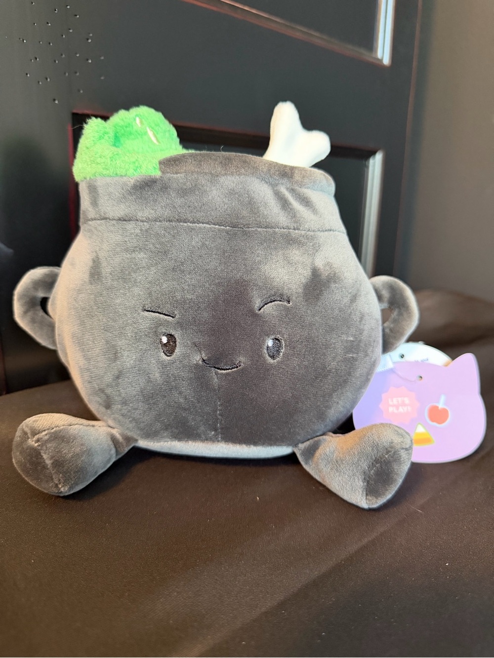 Plush Gray Cauldron Toy with Green Plush Ingredient - Kids Toys. NEW